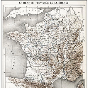 Antique French map of Antique Provinces of France