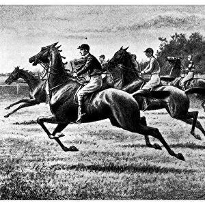 Antique hobbies and sports illustration: Horse racing