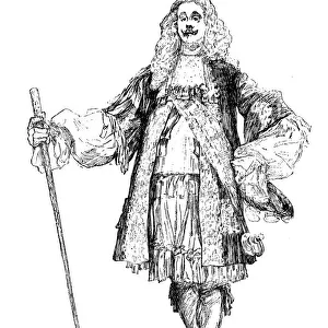 Antique illustration of actor in 17th century costume