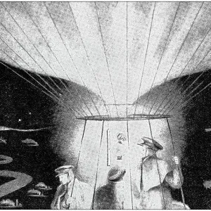Antique illustration: Air Baloon at night Antique illustration: Air Baloon at night