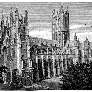 Antique Illustration Print of Canterbury Cathedral Antique Illustration Print of Canterbury Cathedral