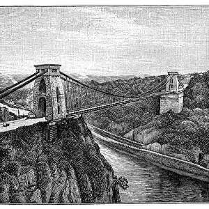Antique illustration of Clifton Suspension Bridge