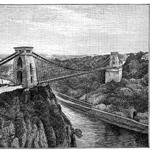 Antique illustration of Clifton Suspension Bridge