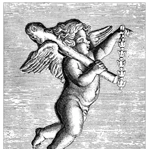 Antique illustration of Cupid with Heracles club