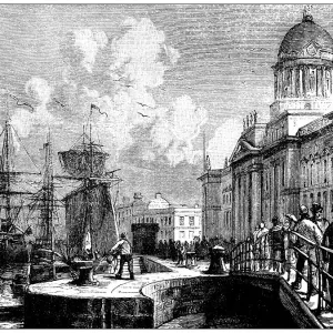 Antique illustration: Dublin docks Antique illustration: Dublin docks