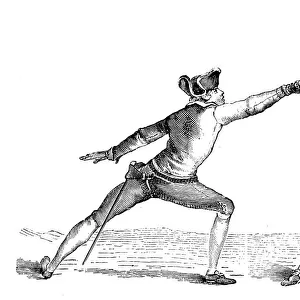 Antique illustration of fencing lesson