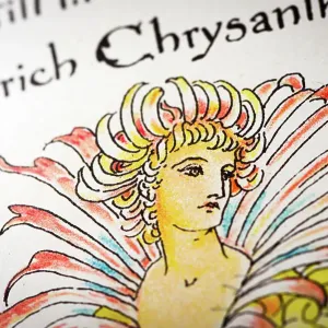Antique illustration of humanized flowers and plants: Chrysanthemums