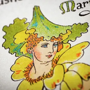 Antique illustration of humanized flowers and plants: Marsh Marigold Antique illustration of humanized flowers and plants: Marsh Marigold