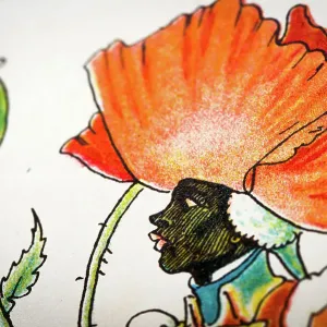 Antique illustration of humanized flowers and plants: Poppy