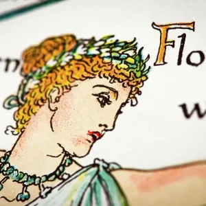 Antique illustration of humanized flowers and plants: Queen Flora Antique illustration of humanized flowers and plants: Queen Flora
