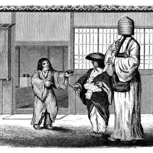 Antique illustration of japanese scene Antique illustration of japanese scene