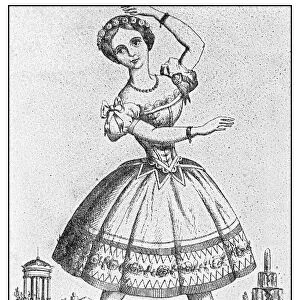 Antique illustration: Madame Auriol as Columbine
