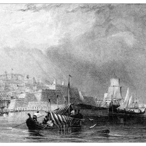 Antique illustration of mediterranean landscapes: Valetta, Malta Antique illustration of mediterranean landscapes: Valetta, Malta