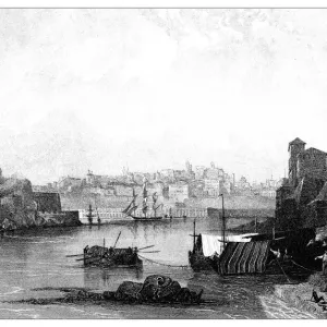 Antique illustration of mediterranean landscapes: Valetta, Malta Antique illustration of mediterranean landscapes: Valetta, Malta
