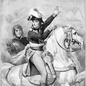 Antique illustration: Napoleon Bonaparte in Egypt