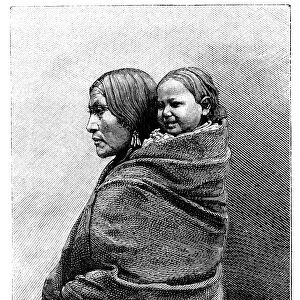 Antique illustration of native American woman