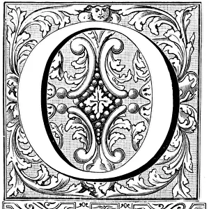 Antique illustration of ornate letter O