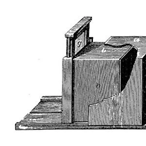 Antique illustration, physics principles and experiments, optics: Camera obscura
