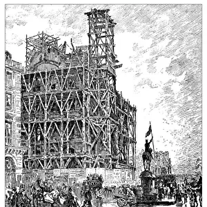 Antique illustration of Place des Pyramides (Paris) during 19th century