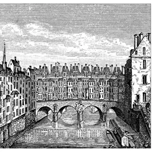 Antique illustration of Pont Saint-Michel