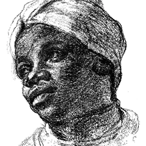 Antique illustration of portrait of black woman
