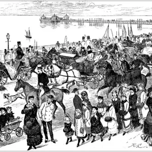 Antique illustration by Randolph Caldecott: Brighton Antique illustration by Randolph Caldecott: Brighton