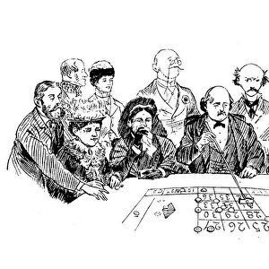 Antique illustration by Randolph Caldecott: At the casino