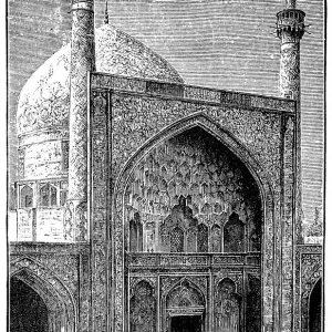 Antique illustration of Shah Mosque known as Imam mosque, Isfahan Antique illustration of Shah Mosque known as Imam mosque, Isfahan