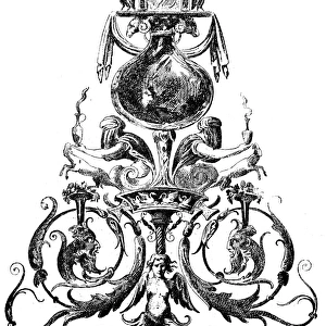 Antique illustration of triangle-shaped decorative element