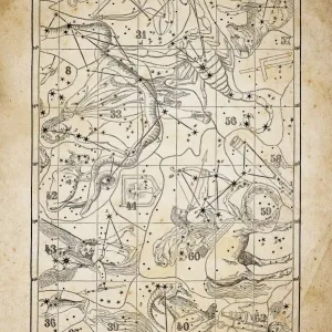 Antique illustration on yellow aged paper: zodiac astrology constellations (series 3) Antique illustration on yellow aged paper: zodiac astrology constellations (series 3)