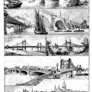 Antique illustrations of England, Scotland and Ireland: London bridges Antique illustrations of England, Scotland and Ireland: London bridges