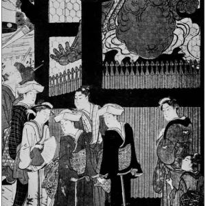 Antique Japanese Illustration: Gate of the temple of Asakusa by Shunzan Antique Japanese Illustration: Gate of the temple of Asakusa by Shunzan