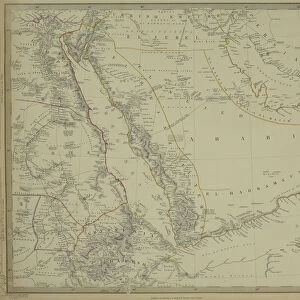Antique map of Arabia with Egypt, Nubia, and Abyssinia