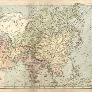 Antique map of Asia in the 19th Century, 1873