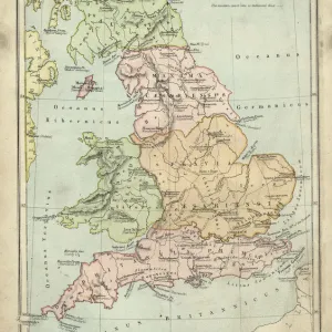 Antique map of Britain under the Ancient Romans