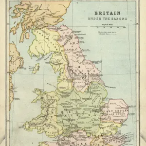 Antique map of Britain under the Anglo Saxons