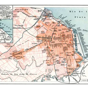 Antique map of Buenos Aires Argentina 1898