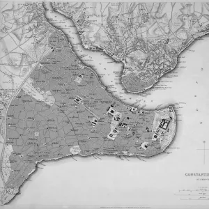 Antique map of Constantinople, present day Istanbul