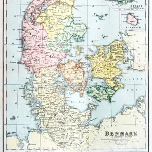 Antique map of Denmark and Iceland