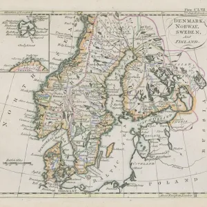 Hand-Coloured Print of Scandinavian Map circa 1780-1800 Hand-Coloured Print of Scandinavian Map circa 1780-1800