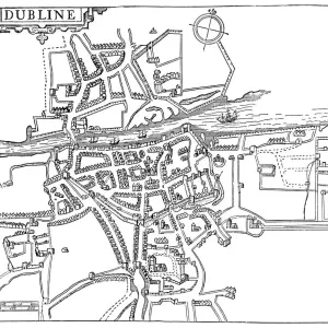 Antique Map of Dublin, Ireland - 17th Century Antique Map of Dublin, Ireland - 17th Century