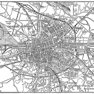 Antique Map of Dublin, Ireland - 19th Century Antique Map of Dublin, Ireland - 19th Century