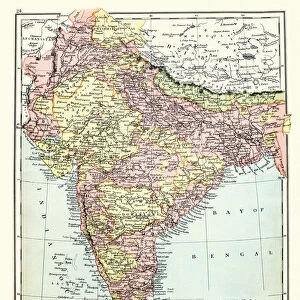 Antique map of India, 1897, late 19th Century
