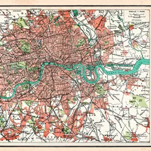 Antique map of London Great Britain 1896
