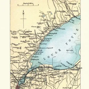 1890s Londonderry Print, Northern Ireland Map 1890s Londonderry Print, Northern Ireland Map