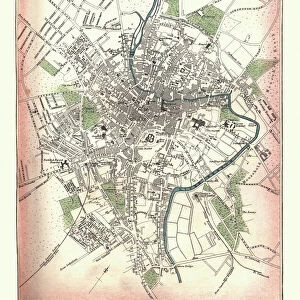 Antique Map of Norwich, England, 1880