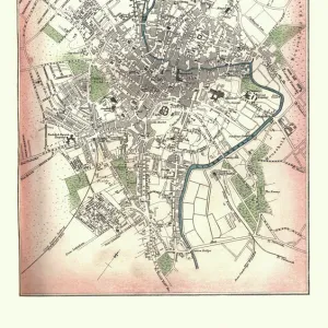 Antique Map of Norwich, England, 1880