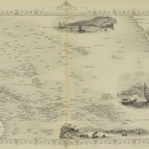 Antique map of Polynesia with vignettes