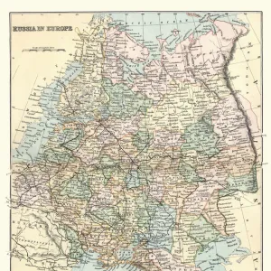 Antique Map of Russia in Europe, 19th Century