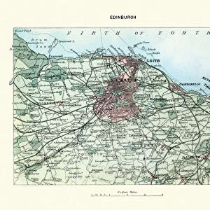 Antique map, Scotland, City of Edinburgh 19th Century